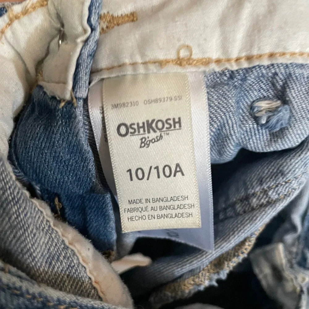 OshKosh‎ Bgosh Girls Blue Denim Vestbak Jumper Dress Sz 10 Medium Wash Tie Waist